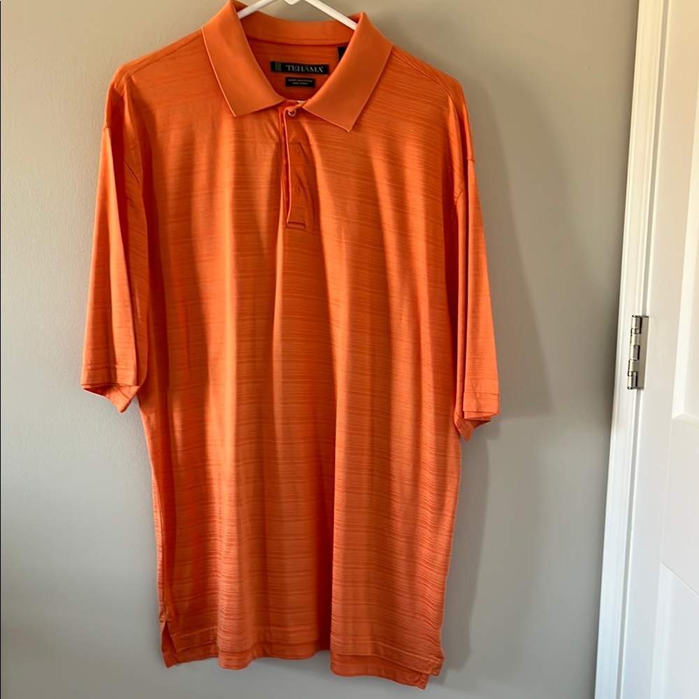 Tehama Men's Orange Polo Shirt size large